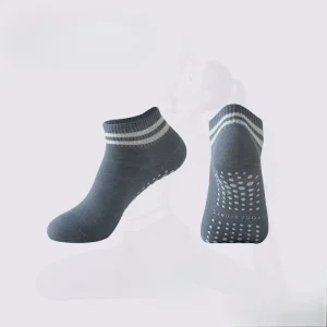 Non-Slip Grip Socks for Women – Pilates, Yoga, Barre & Fitness Training | Anti-Skid Athletic Socks with Double Stripes